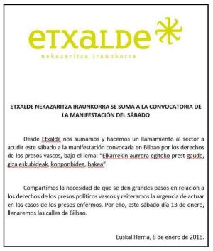 Etxaldek bat egiten du larunbateko manifestazioarekin
