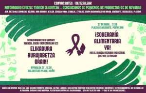 Elikadura burujabetzaren aldeko mobilizazio soziala deitu dute Nafarroako 150 erakundek baino gehiagok Iruñean
