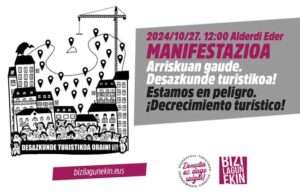 Convocan una manifestación en Donostia para exigir el «decrecimiento turístico»