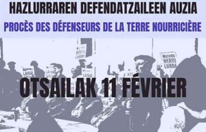 Una concentración denunciará el 11 de febrero en Baiona el juicio a tres defensores de la tierra