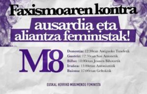 El Movimiento Feminista de Euskal Herria convoca un 8M contra el fascismo y por las alianzas feministas